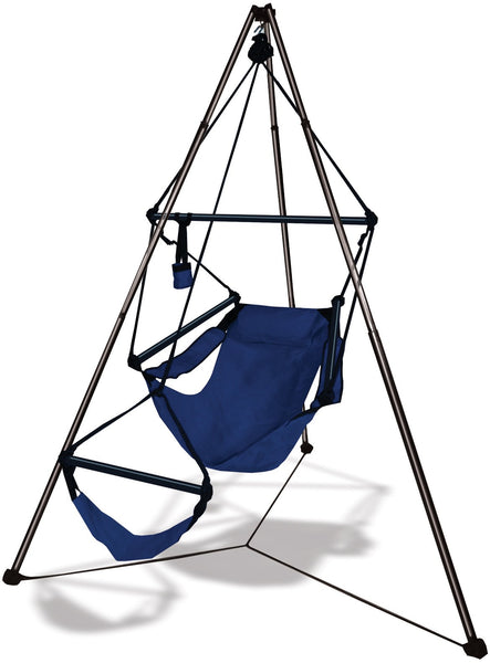 Hammaka Tripod Stand with Midnight Blue Hanging Air Chair Combo - Swings N' Hammocks