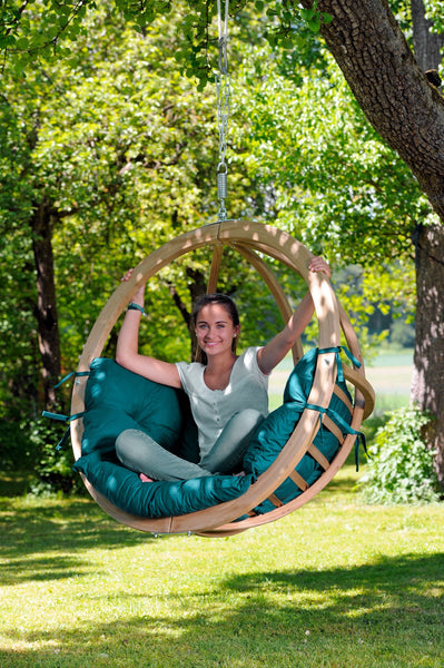 Globo Hanging Chair, Green, NEW! Outdoor Fabric - Swings N' Hammocks - 6