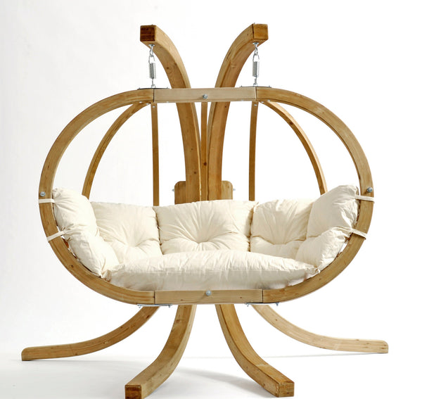 Globo Double Hanging Chair, Natural, NEW! Outdoor Fabric - Swings N' Hammocks - 5