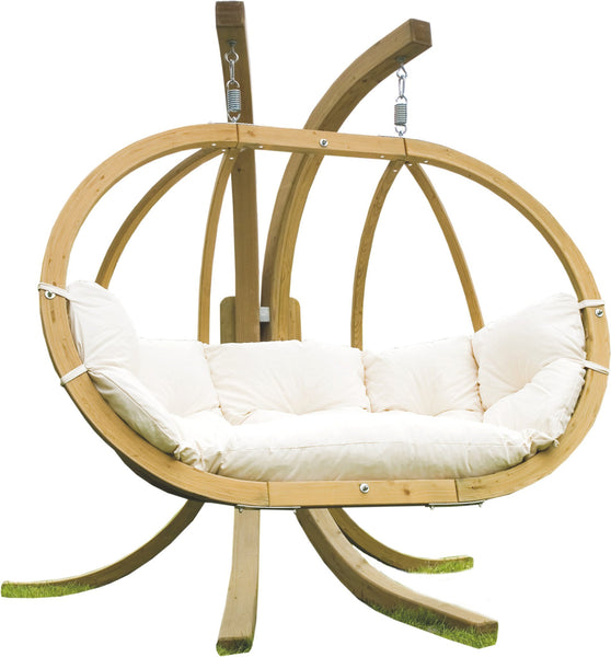 Globo Double Hanging Chair, Natural, NEW! Outdoor Fabric - Swings N' Hammocks - 2