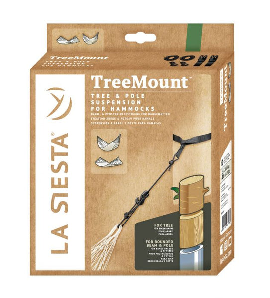 LA SIESTA® TreeMount Black - Tree and Pole Suspension Set for Hammocks